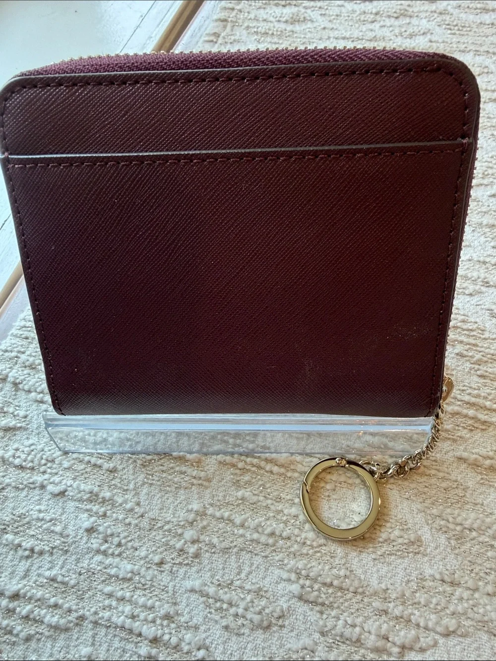 Kate Spade Burgundy Zip Around Wallet with Key Ring